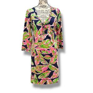 Lilly Pulitzer Size L Palmetto In The Vias 100% Pima Cotton Tropical Dress